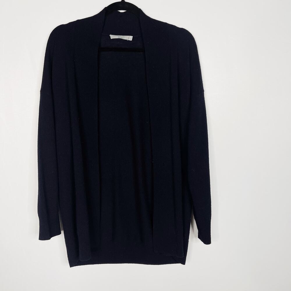 Vince Womens Small S Navy Blue Drop Shoulder Wool Cashmere Cardigan Sweater